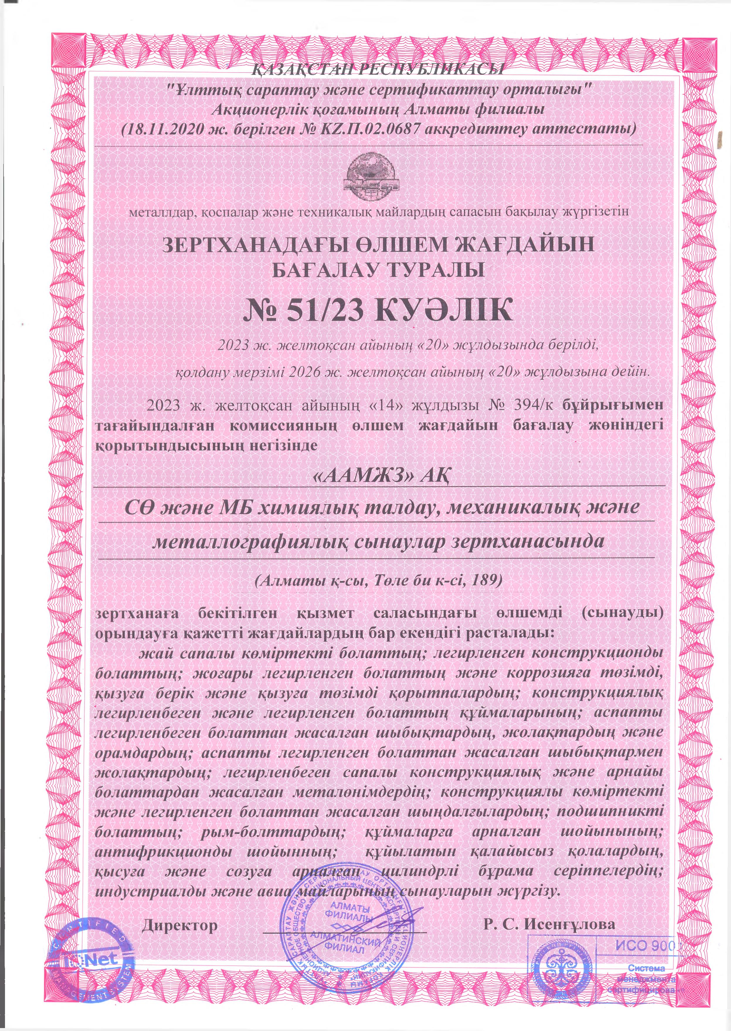 Свидетельство ЦЗЛ - 0001